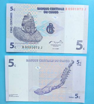 billetes congo 5 céntimos 1997