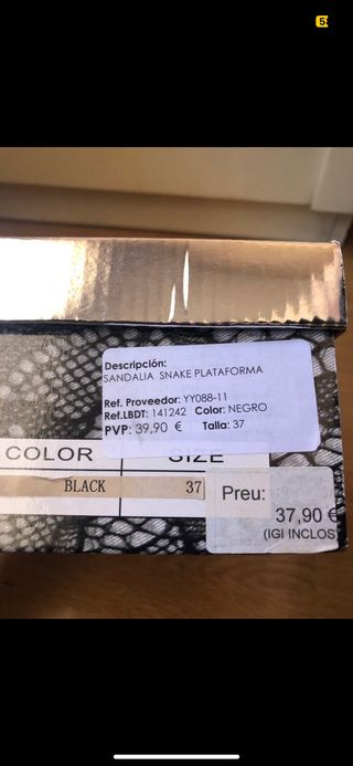 Sandalia piel serpiente número 37