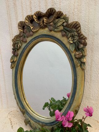 ESPEJO MADERA TALLADA POLICROMADO