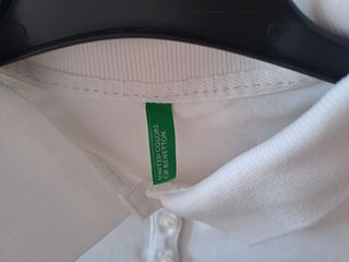 Polo Benetton blanco para niña
