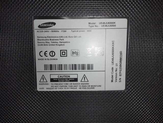 Piezas y peana. Samsung UE48JU6500K 48" 4K Smar TV