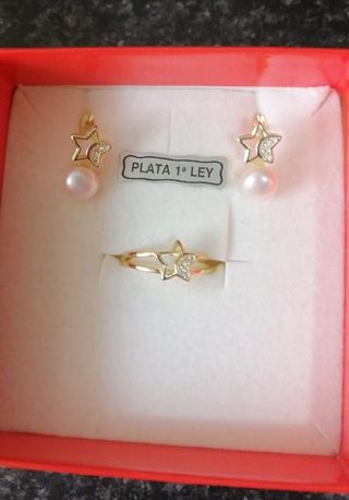 pendientes y sortija niña para comunion