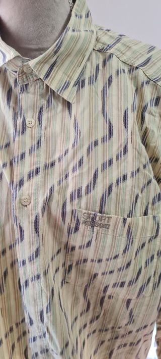 Missoni camicia uomo beige /blu a onde a rilievo