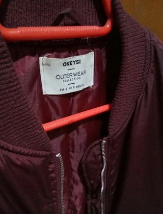 Chaqueta Bomber color burdeos, OKEYSI, talla S