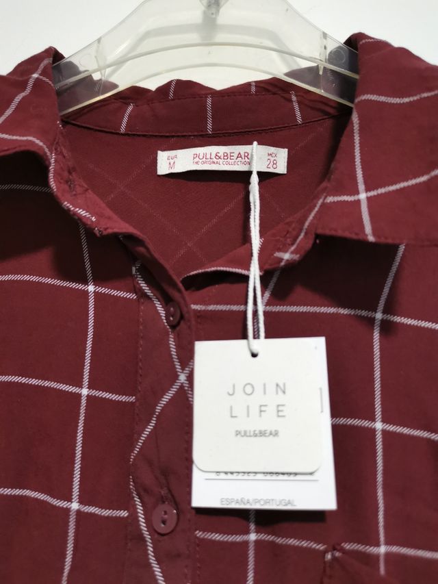 Camisa granate de cuadros talla M