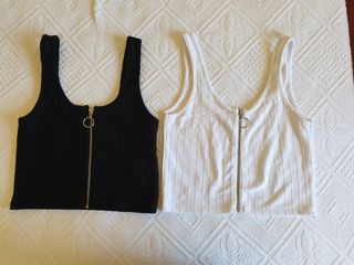 Top cremallera negro