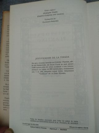 CRISTOBAL PLANTINO.   (EDITOR DEL HUMANISMO)