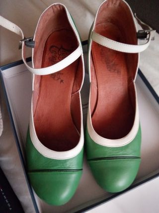 zapatos verdes piel