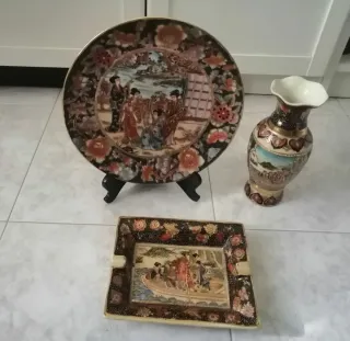 Trittico giapponese, Piatto, posacenere e vaso