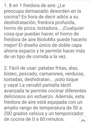 Freidora de aire, horno eléctrico