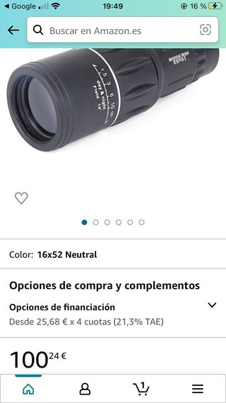 Telescopio monocular, portátil 16 X 52 High Over