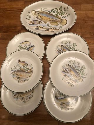 Juego de Platos porcelana para pesca