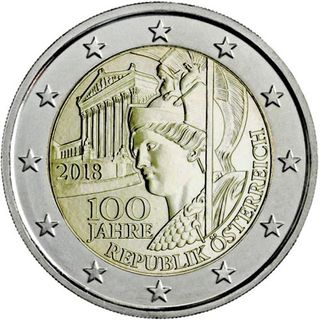 Moneda 2€ conmemorativa AUSTRIA 2018 (100 años)