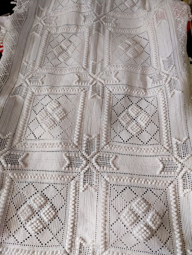 colcha cuna hecha a mano de ganchillo nueva