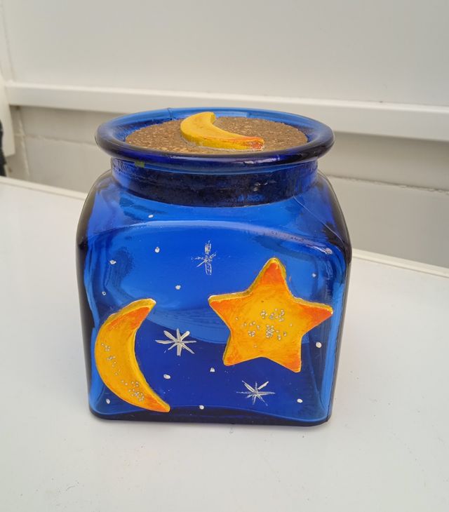 frasco, tarro de cristal decorado