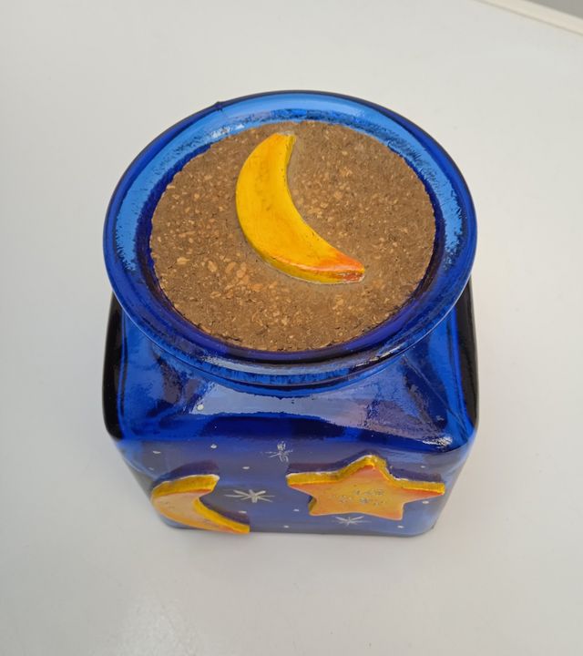 frasco, tarro de cristal decorado