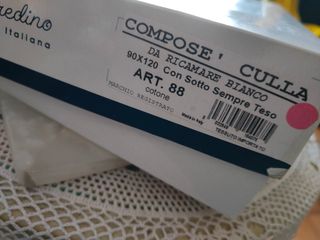 Completo culla neonato nuovo ricamato a mano .