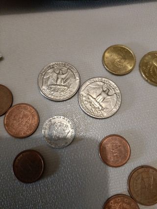 monedas de 1,2y5 céntimos,2 one cent