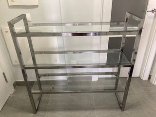 Estantería, metal cromado y cristal