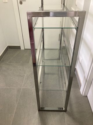 Estantería, metal cromado y cristal
