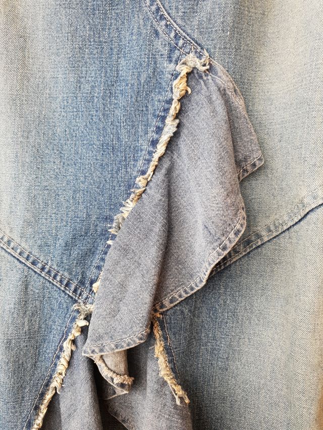 Gonna Midi Denim con Rouches Vintage Usata