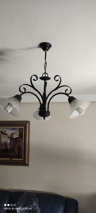Lampara salón forja negra