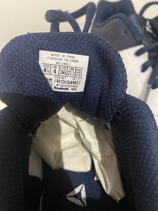 Zapatillas Reebok T 36 piel blancas/azul marino