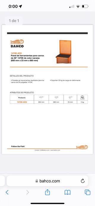 Bahco Panel para Carro Herramientas