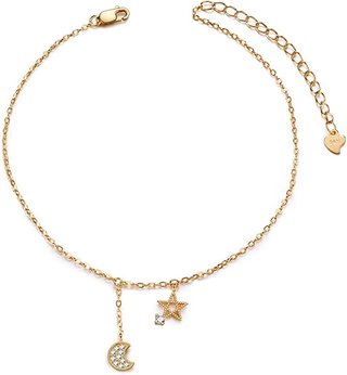 Tobilleras  SHEGRACE adorno estrella y luna plata