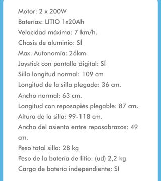 Silla de ruedas eléctrica Libercar modelo Siena