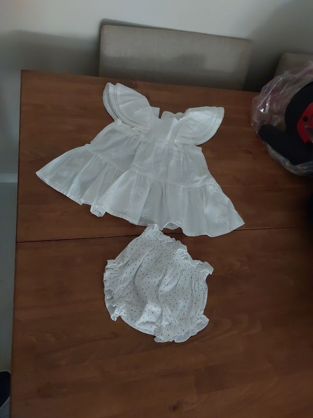 vestido y cubrepanal bebe 0-3meses