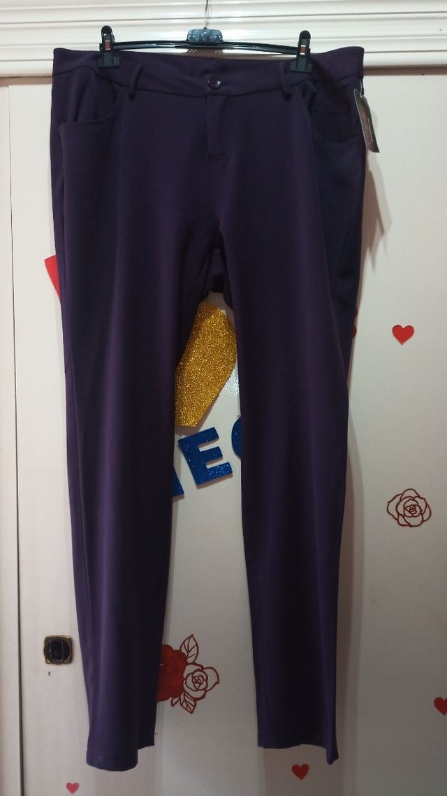 pantalones mujer talla 54 lila 