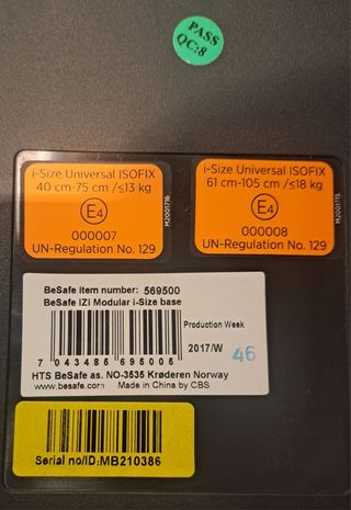 silla de auto BeSafe izi Modular