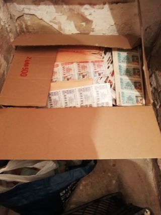 Decimos antiguos de lotería.