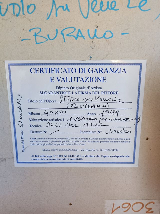 dipinto olio su tela "Studio su Venezia (Burano)
