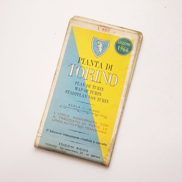 Stradario cartina pianta mappa vintage Torino 1966