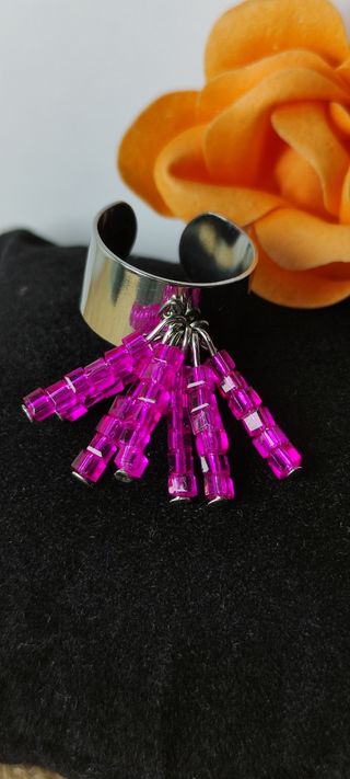 Anillo fuchsia cristal austriaco acero inoxidable