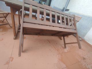 Mesa de madera maciza + 4 sillas + banco