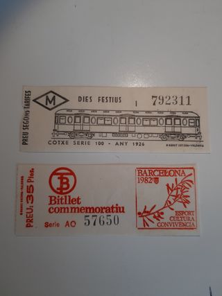 billete conmemorativo tranvia Barcelona