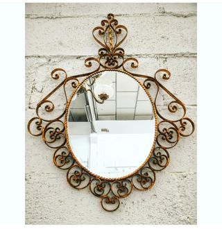 Espejo de bronce dorado
