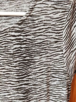 Camiseta de algodón y lino gris Pull&Bear S