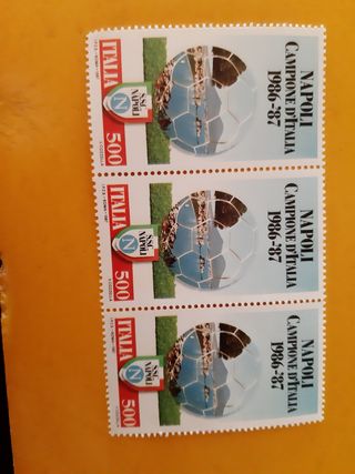 Tre francobolli Napoli campione d'Italia  1986-87