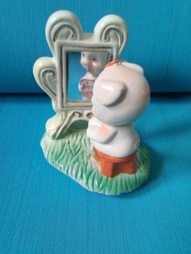 Figura vintage de cerámica de cerdita "I love you"