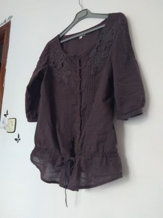 camisa marrón Straudivarius talla L