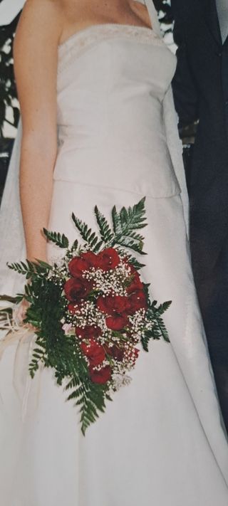 Vestido de novia palabra de honor, dos piezas