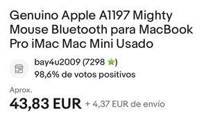 Ratón inalámbrico MAC . Mod. A1197