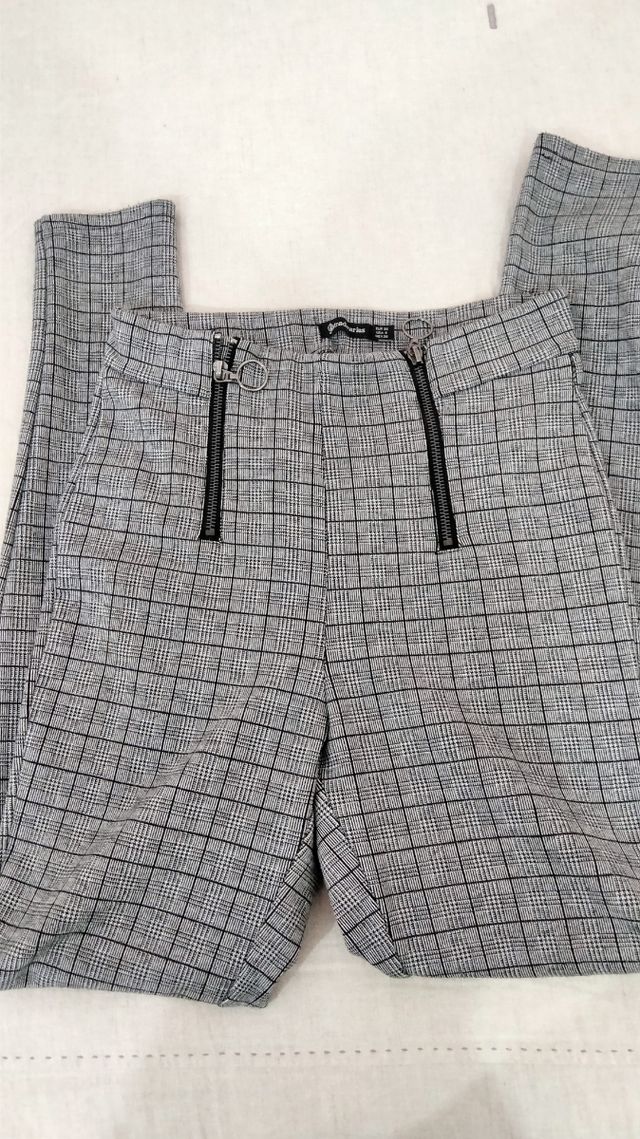 leggins de cuadros gris talla 36