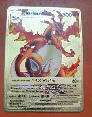💥 Carta Pokémon Charizard DX GoldCard. Metál