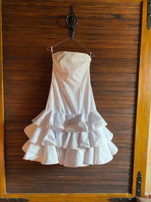 Traje flamenca blanco corto