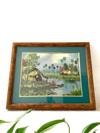 CUADRO PAISAJE BORDADO CON HILOS DE SEDA